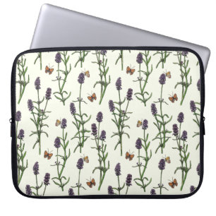 Capa Para Notebook Lavanda e borboletas esbranquiçadas