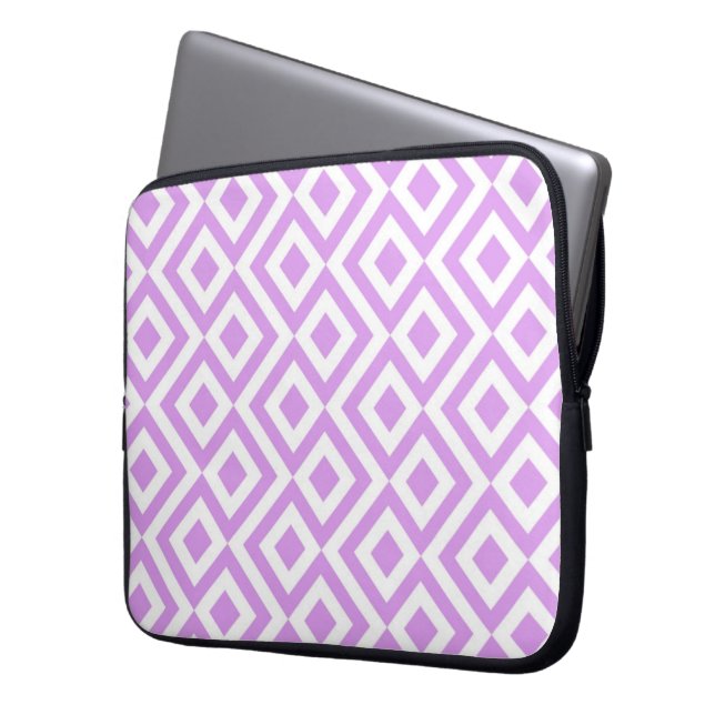 Capa Para Notebook Lavanda e Branco Meander (Frente Esquerda)