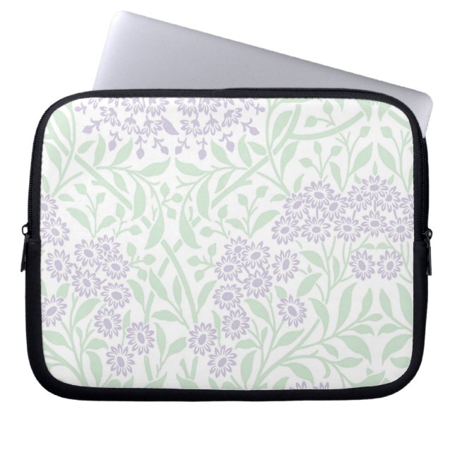 Capa Para Notebook Lavanda e Cor damasco Floral Verde (Frente)
