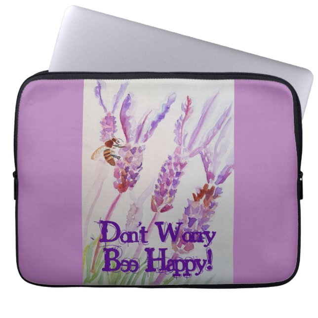 Capa Para Notebook Lavanda Flor e Abelhas Aquecidas Sejam Felizes (Frente)