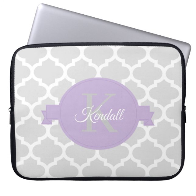 Capa Para Notebook Lavanda Quatrefoil Bolsa de laptop Personalizada (Frente)
