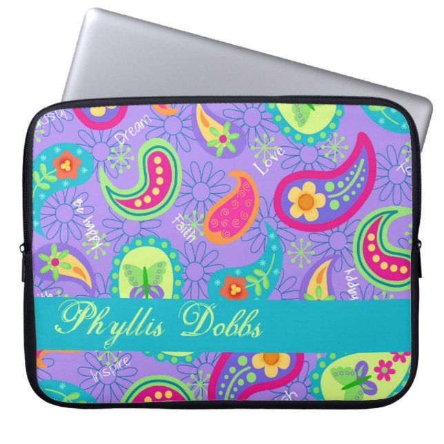 Capa Para Notebook Lavanda Turquoise Modern Paisley Pattern (Frente)