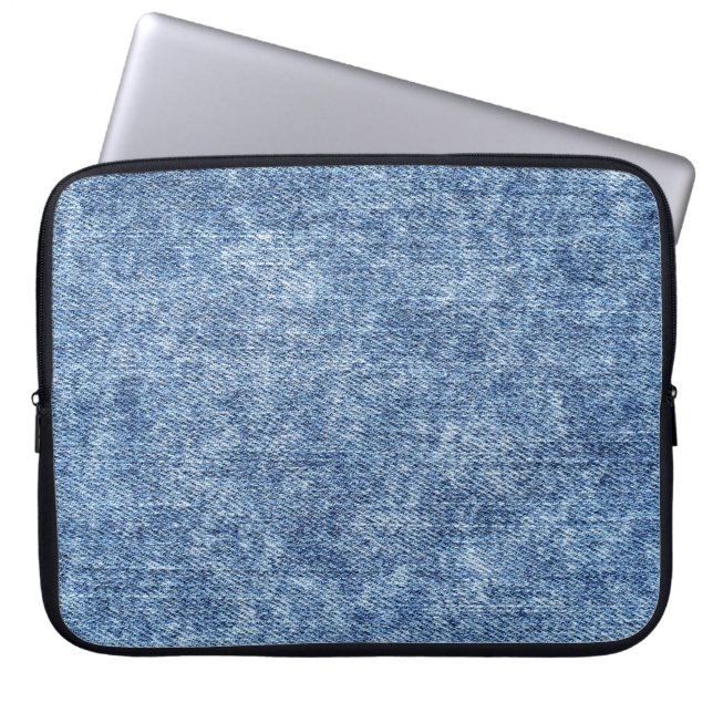 Capa Para Notebook Lave com ácido o denim azul, textura próxima. (Frente)