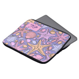 Capa Para Notebook Lavender Seashell Initial Laptop Sleeve
