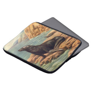 Capa Para Notebook Leão-Marinho à Beira-Mar, Mamíferos Marinhos Vinta