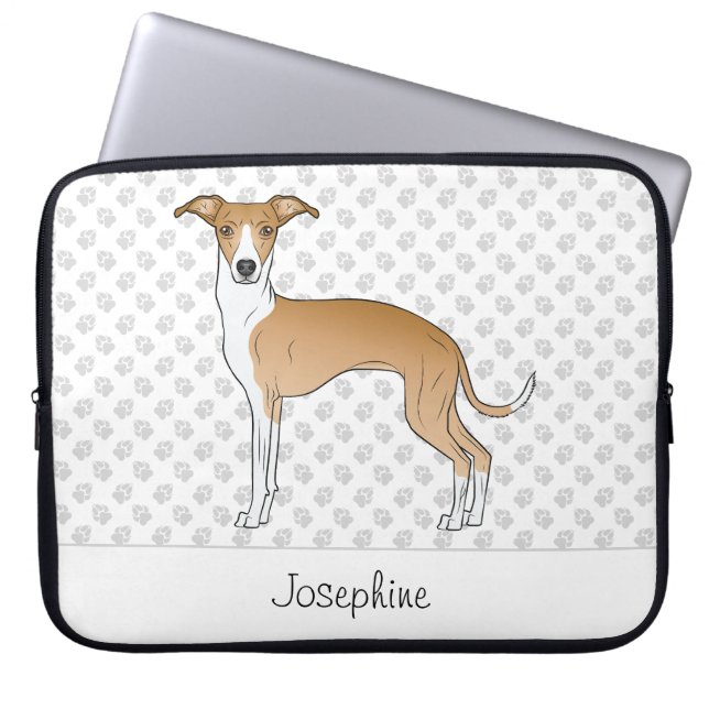 Capa Para Notebook Lebre e Branco Galgo Italiano Com Nome Personaliza (Frente)
