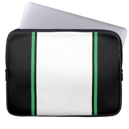 Capa Para Notebook Legal Black Wide White Kelly Green Racing Stripes