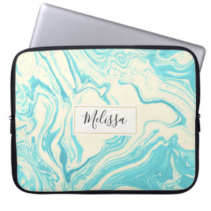Capa Para Notebook Legal Design de mármore em turquesa e costume de