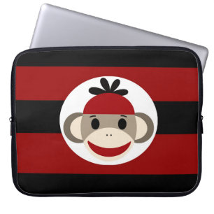 Capa Para Notebook Legal Macaco Beanie Hat Red Black Strips