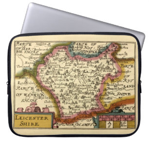 Capa Para Notebook Leicestershire County England Antigo Mapa Antiquár