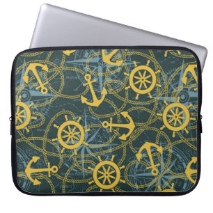 Capa Para Notebook Leme e corda do navio de ancoragem marinha com ros