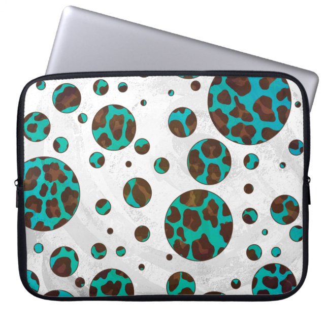 Capa Para Notebook Leopard Brown e Teal PrintPolka Pontos (Frente)