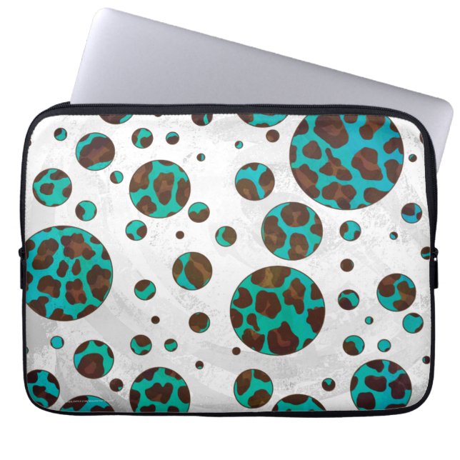 Capa Para Notebook Leopard Brown e Teal PrintPolka Pontos (Frente)
