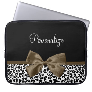 Capa Para Notebook Leopard Imprime Arco castanho sofisticado com nome