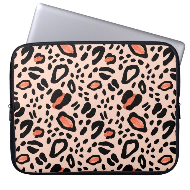 Capa Para Notebook Leopardo abstrato de aquarela. Padrão de impressão (Frente)