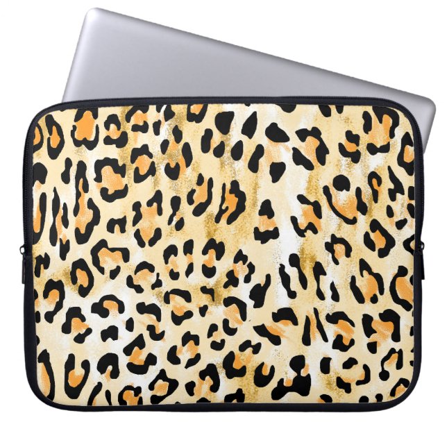 Capa Para Notebook Leopardo amarelo, desenhado à mão. (Frente)
