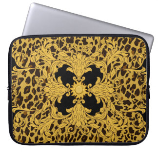 Capa Para Notebook Leopardo Barroco, Impressão Animal Ornamentado