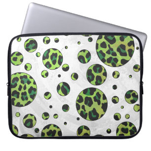 Capa Para Notebook Leopardo Bolinhas preto e verde