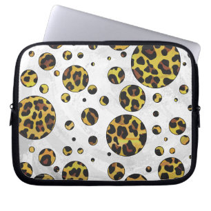 Capa Para Notebook Leopardo Brown e Bolinhas Amarela