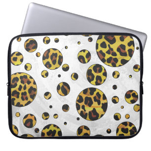 Capa Para Notebook Leopardo Brown e Bolinhas Amarela