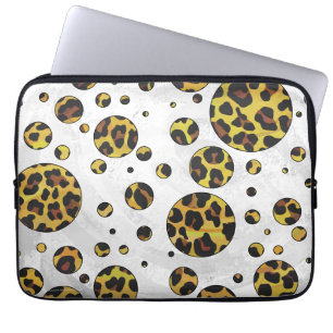 Capa Para Notebook Leopardo Castanho e Bolinhas Amarela