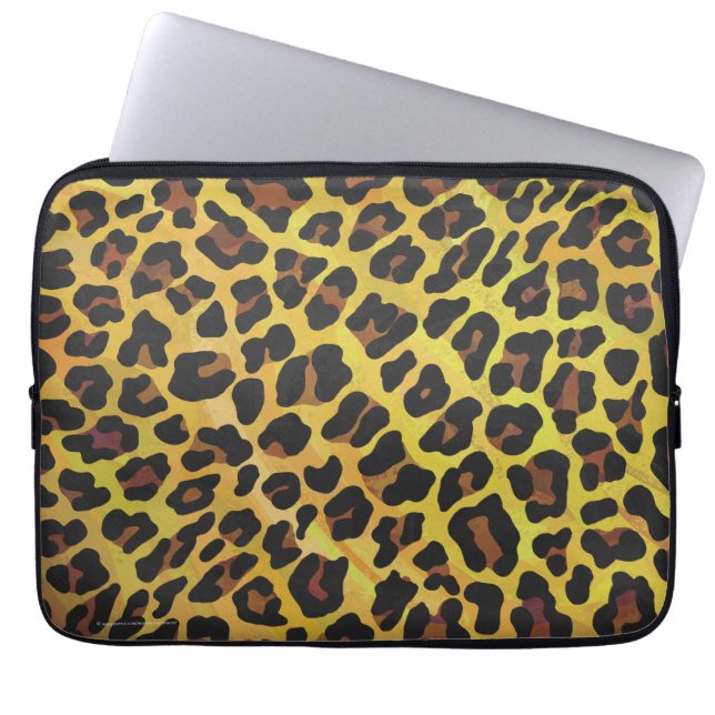 Capa Para Notebook Leopardo Castanho e Impressão Amarelo (Frente)