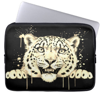 Capa Para Notebook Leopardo-das-neves Espiando em Aquarela