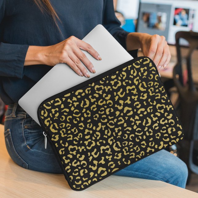 Capa Para Notebook Leopardo Dourado, Brilhante Dourada, Padrão-Leopar (Criador carregado)