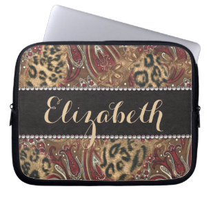 Capa Para Notebook Leopardo e impressão do teste padrão de Paisley