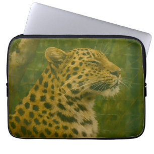 Capa Para Notebook Leopardo em repouso na configuração de santuário