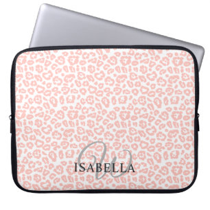 Capa Para Notebook Leopardo Rosa Personalizado Nome Impresso Monogram