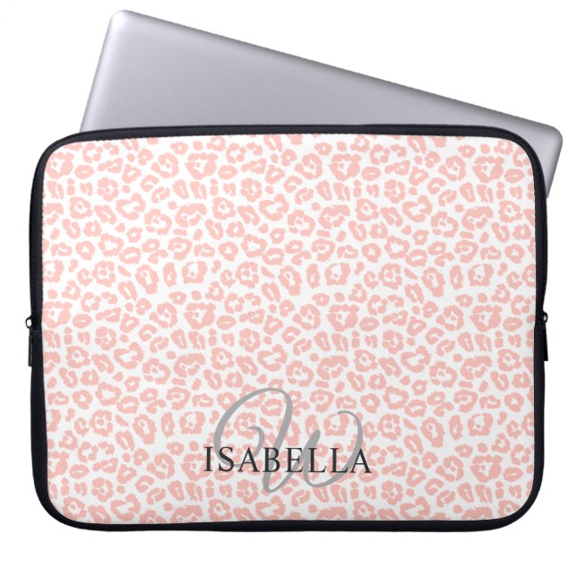 Capa Para Notebook Leopardo Rosa Personalizado Nome Impresso Monogram (Frente)