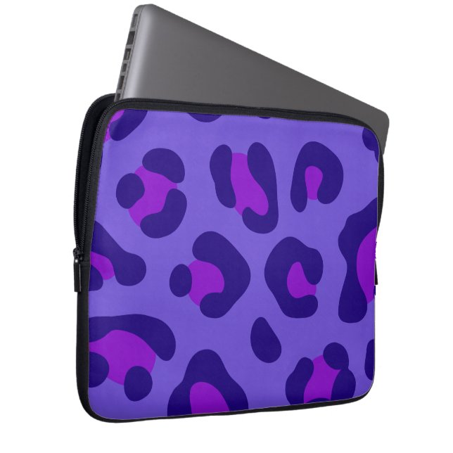 Capa Para Notebook Leopardo Roxo Elétrico (Frente Esquerda)
