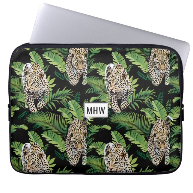 Capa Para Notebook Leopardos bolsas de laptop de monograma personaliz (Frente)