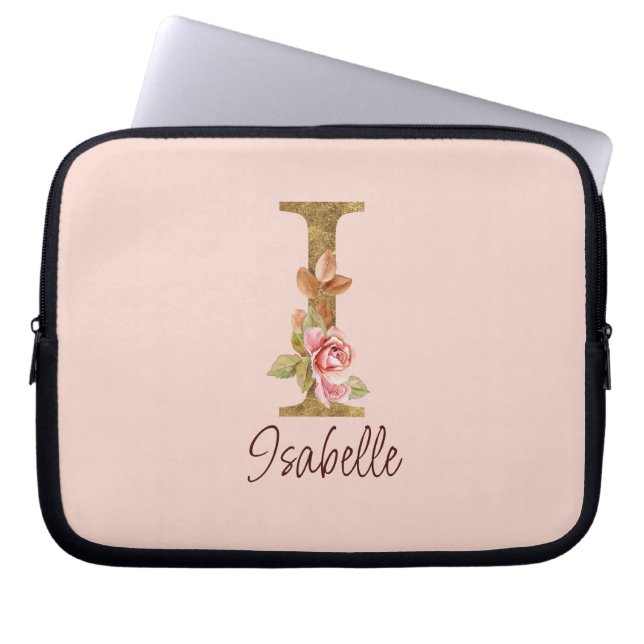 Capa Para Notebook Letra de Nome Personalizado I Rosas Cor-de-Rosa Be (Frente)