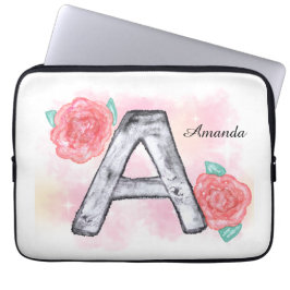 Capa Para Notebook Letra Floral A de Aquarela