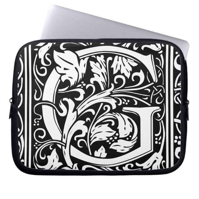 Capa Para Notebook Letra G Monograma Medieval Arte Nova (Frente)