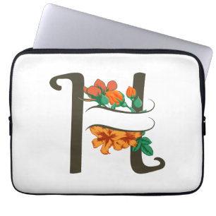 Capa Para Notebook Letra maiúscula H monograma floral