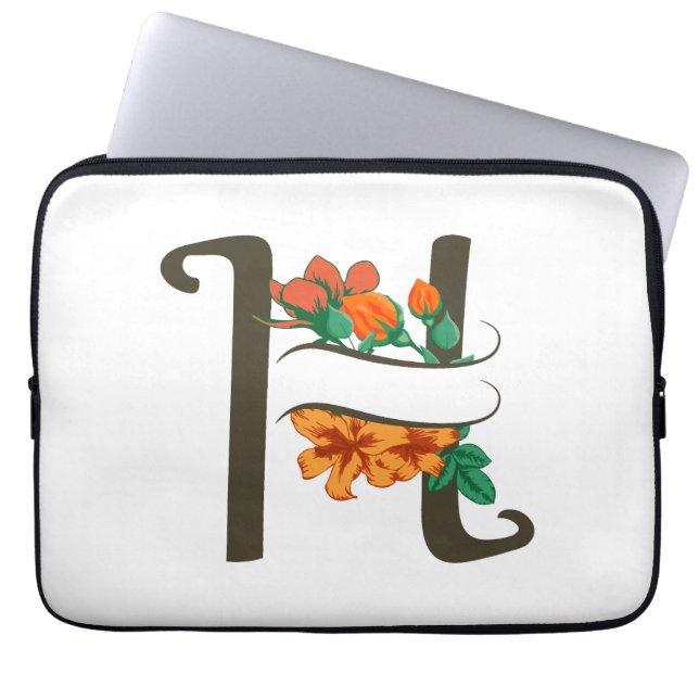 Capa Para Notebook Letra maiúscula H monograma floral (Frente)