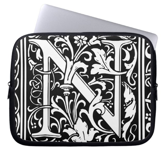 Capa Para Notebook Letra N Monograma Medieval Arte Nova (Frente)