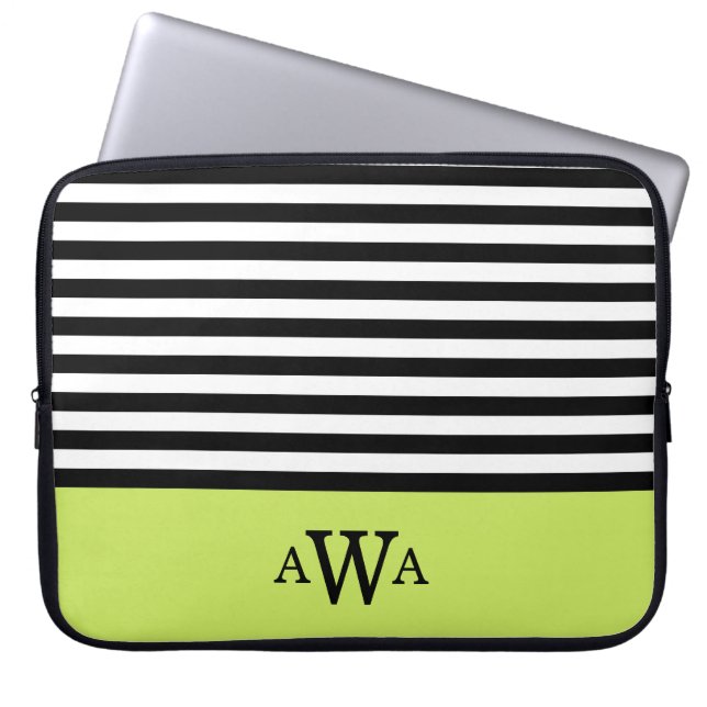 Capa Para Notebook Letra tripla com traços brancos verdes, em forma d (Frente)