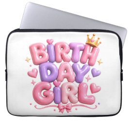Capa Para Notebook Letras de Balão de Aniversário Menina PNG | Rosa F