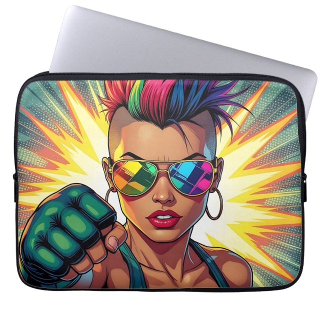 Capa Para Notebook LGBT Lésbica Mohawk Uppercut Pop Art (Frente)