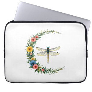 Capa Para Notebook Libélula Boho Lua Crescente Símbolo de Paz Hippie