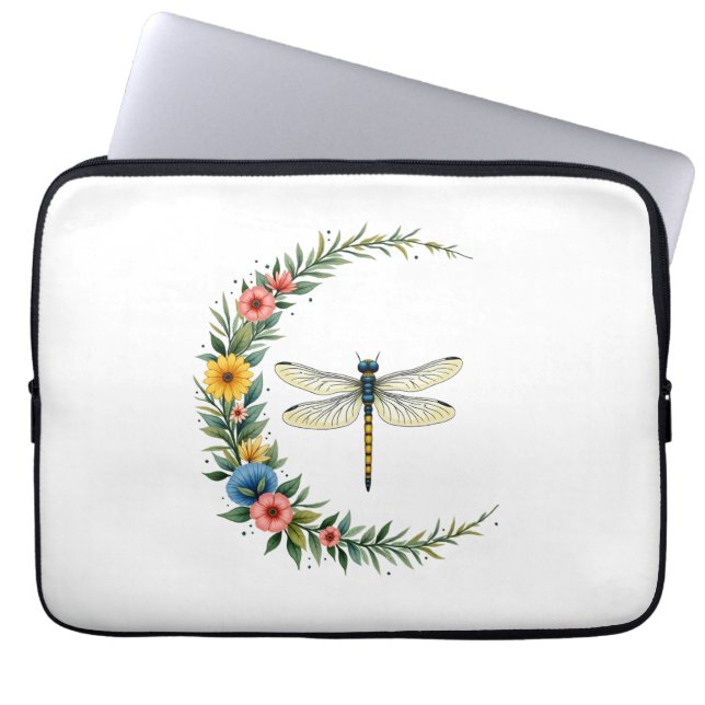 Capa Para Notebook Libélula Boho Lua Crescente Símbolo de Paz Hippie  (Frente)