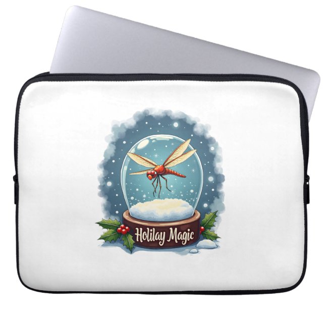 Capa Para Notebook Libélula de Globo de Neve (Frente)