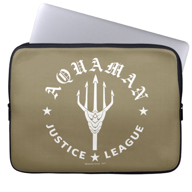 Capa Para Notebook Liga da Justiça | Emblema de Tridente de Aquaman (Frente)