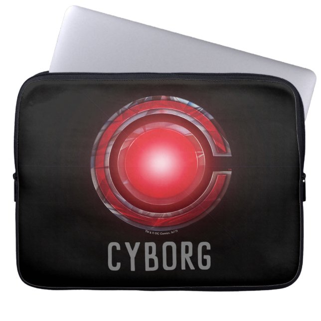 Capa Para Notebook Liga da Justiça | Símbolo Cyborg brilhante (Frente)