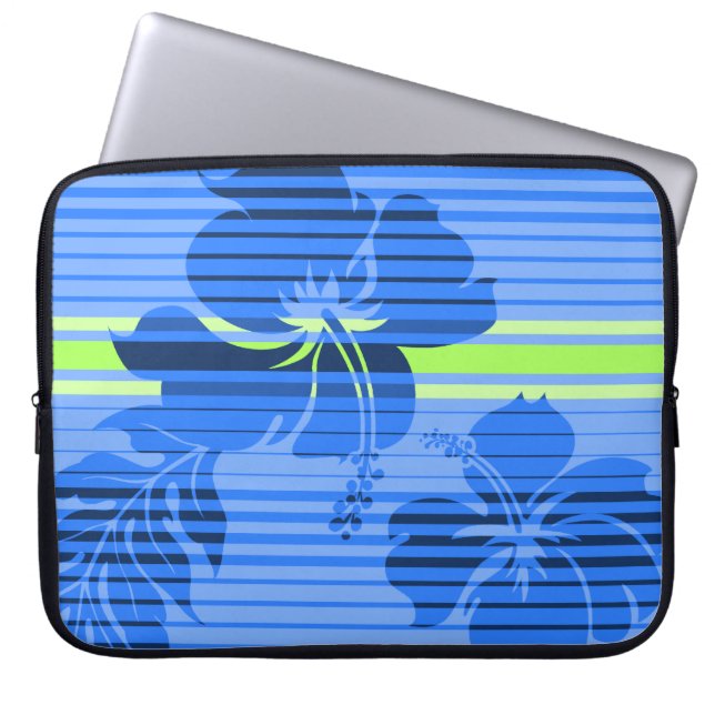 Capa Para Notebook Lihue Hibiscus Stripe Neoprene Havaiano (Frente)