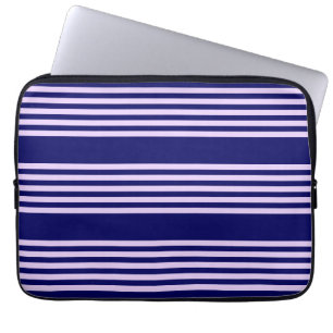 Capa Para Notebook Lilac purple and navy blue five stripes pattern